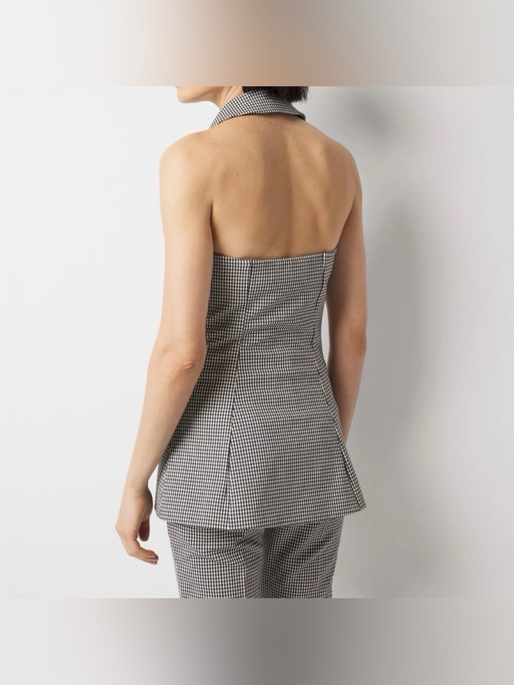 White House Black Market Gingham Halter Vest Size 14 NWOT Double Breasted - Picture 3 of 9